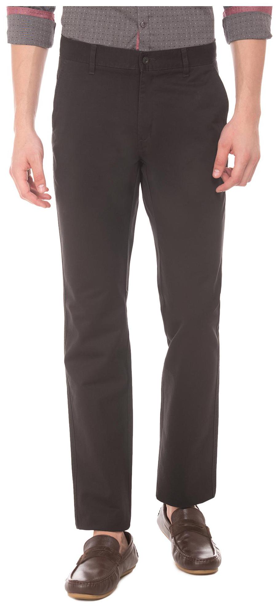

RUGGERS Men Black Solid Slim fit Regular trousers