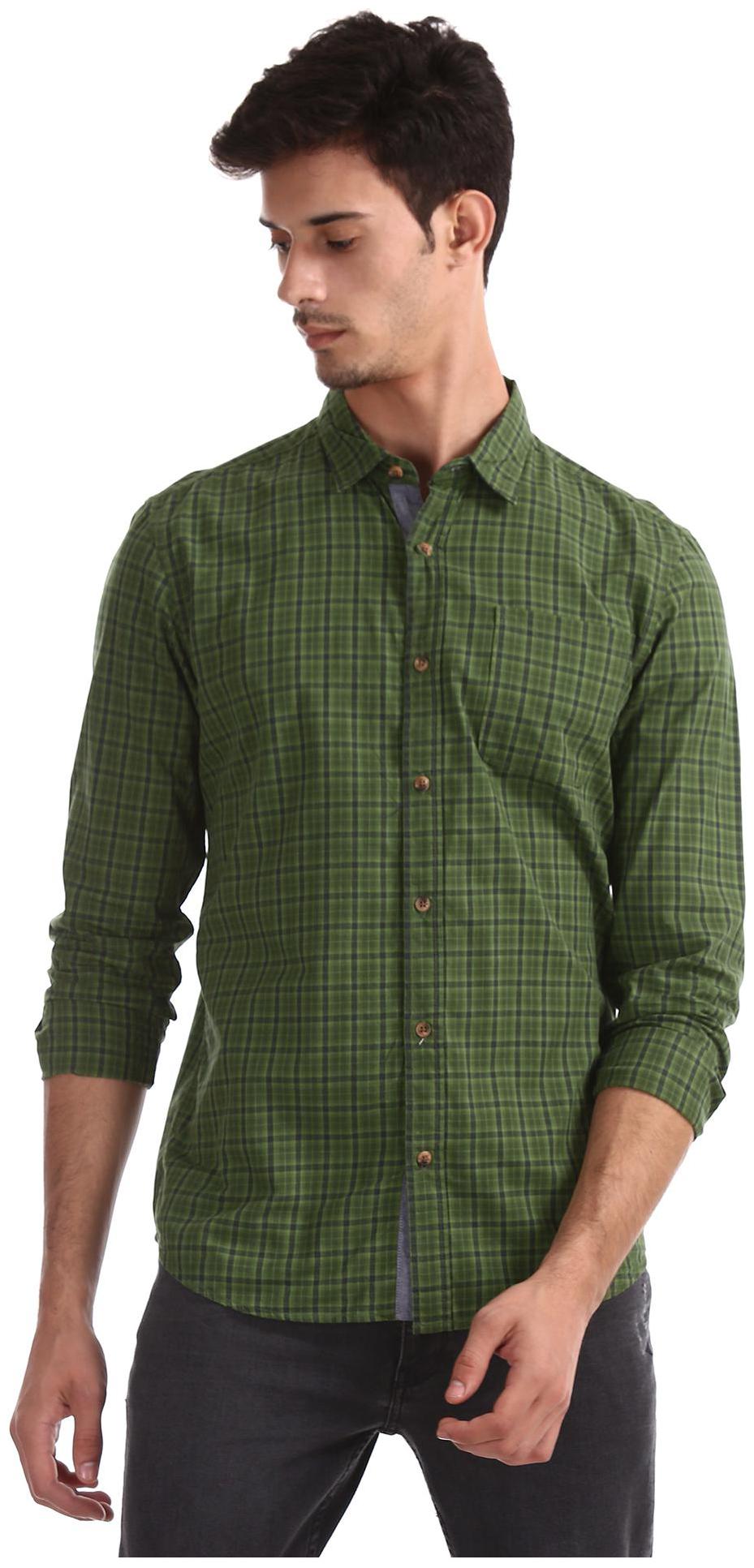 

RUGGERS Men Regular fit Formal Shirt - Green