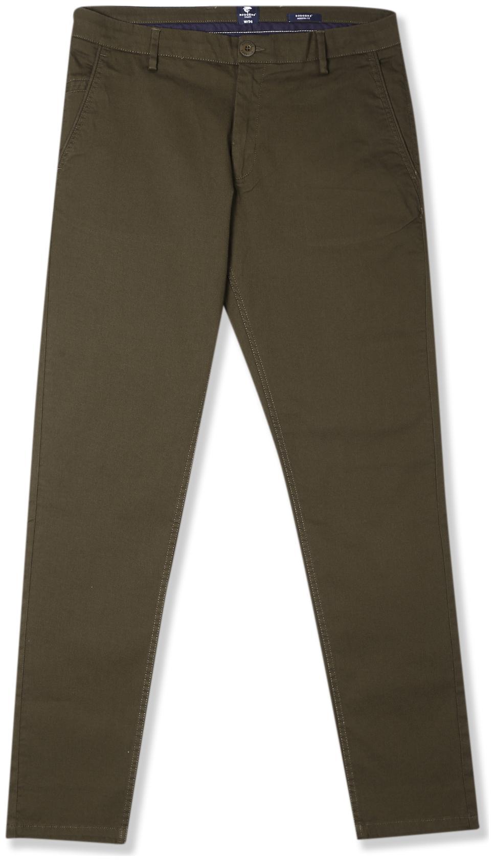 

RUGGERS Men Brown Solid Slim fit Regular trousers