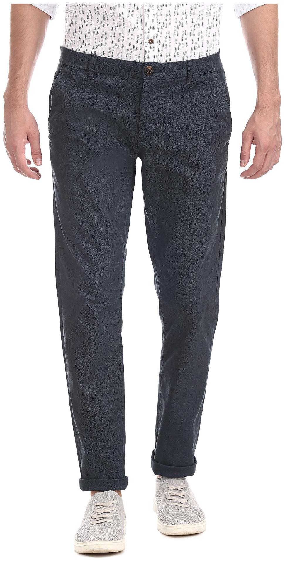 

RUGGERS Men Blue Printed Slim fit Regular trousers