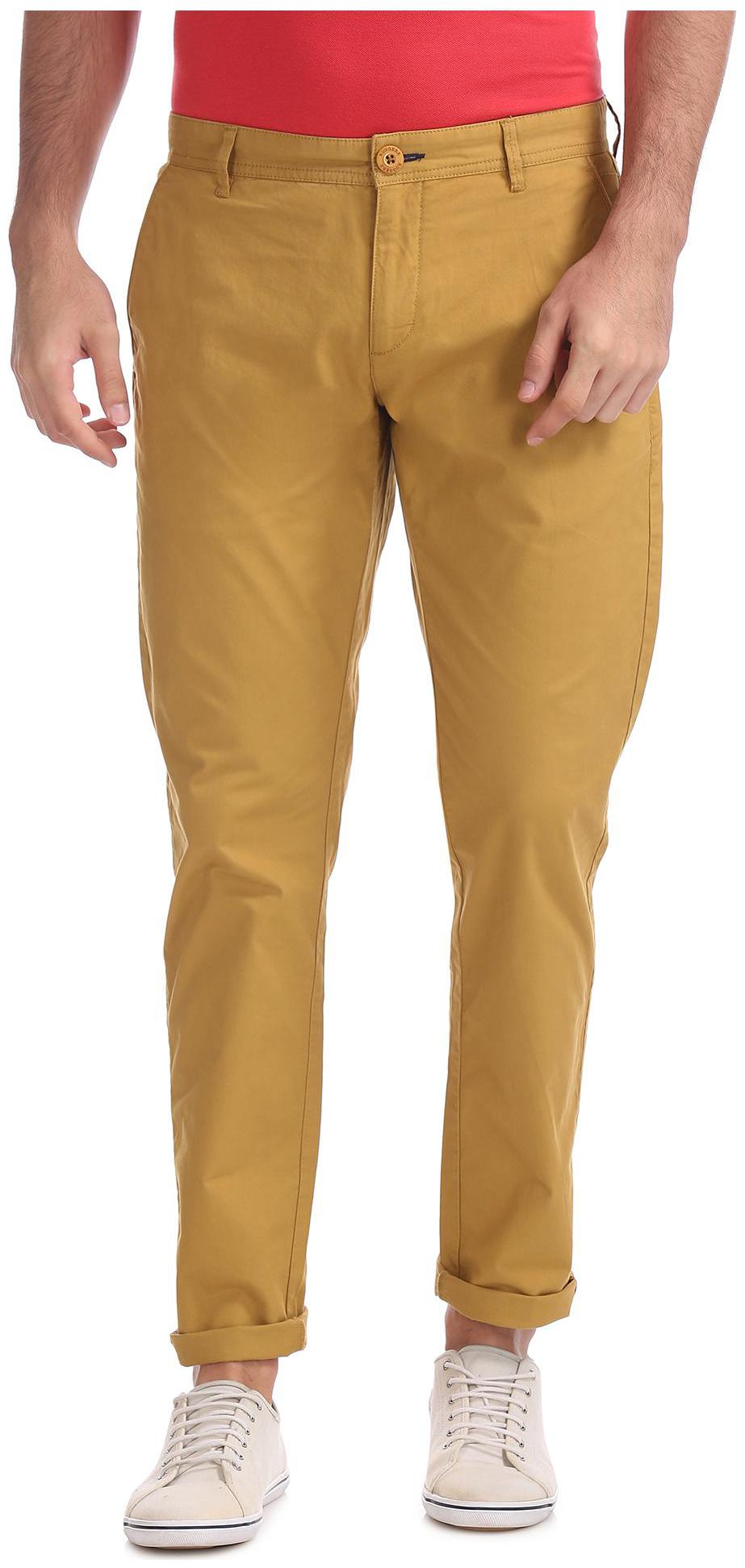 

RUGGERS Men Yellow Solid Slim fit Chinos