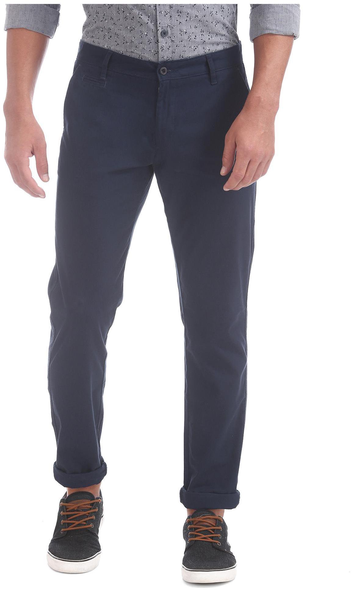 

RUGGERS Men Blue Solid Regular fit Regular trousers