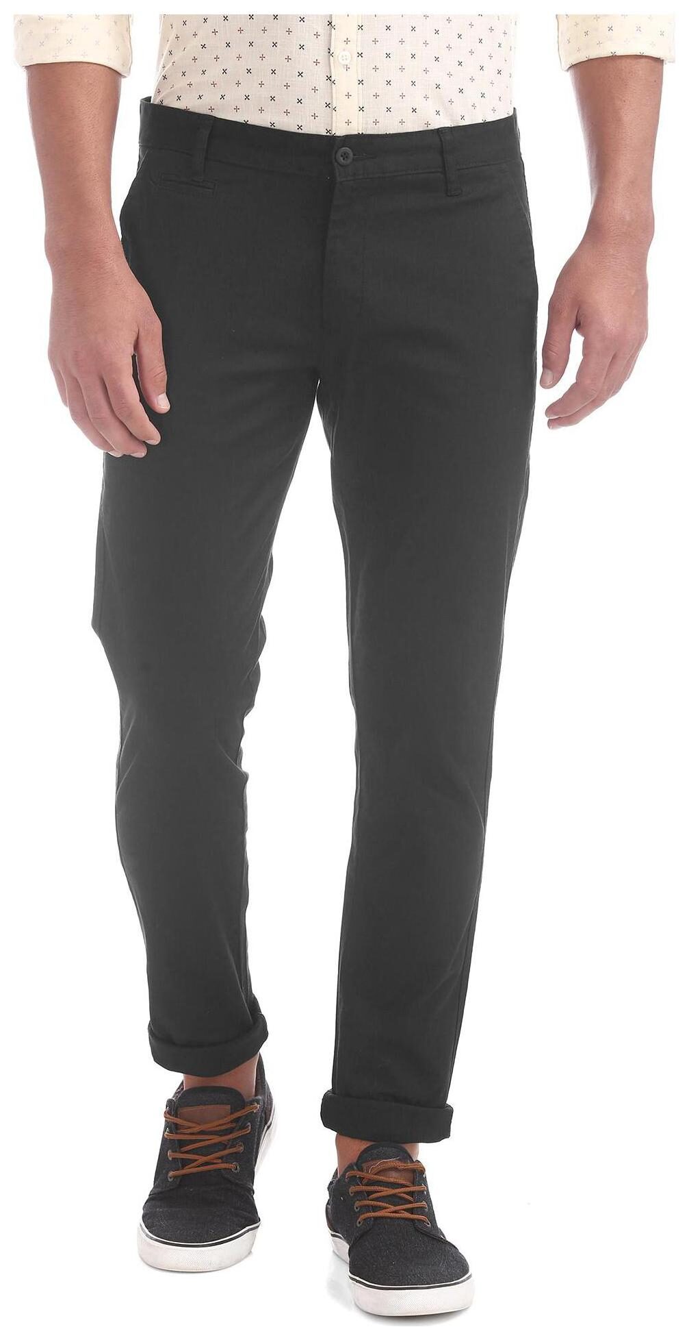 

RUGGERS Men Black Solid Regular fit Regular trousers
