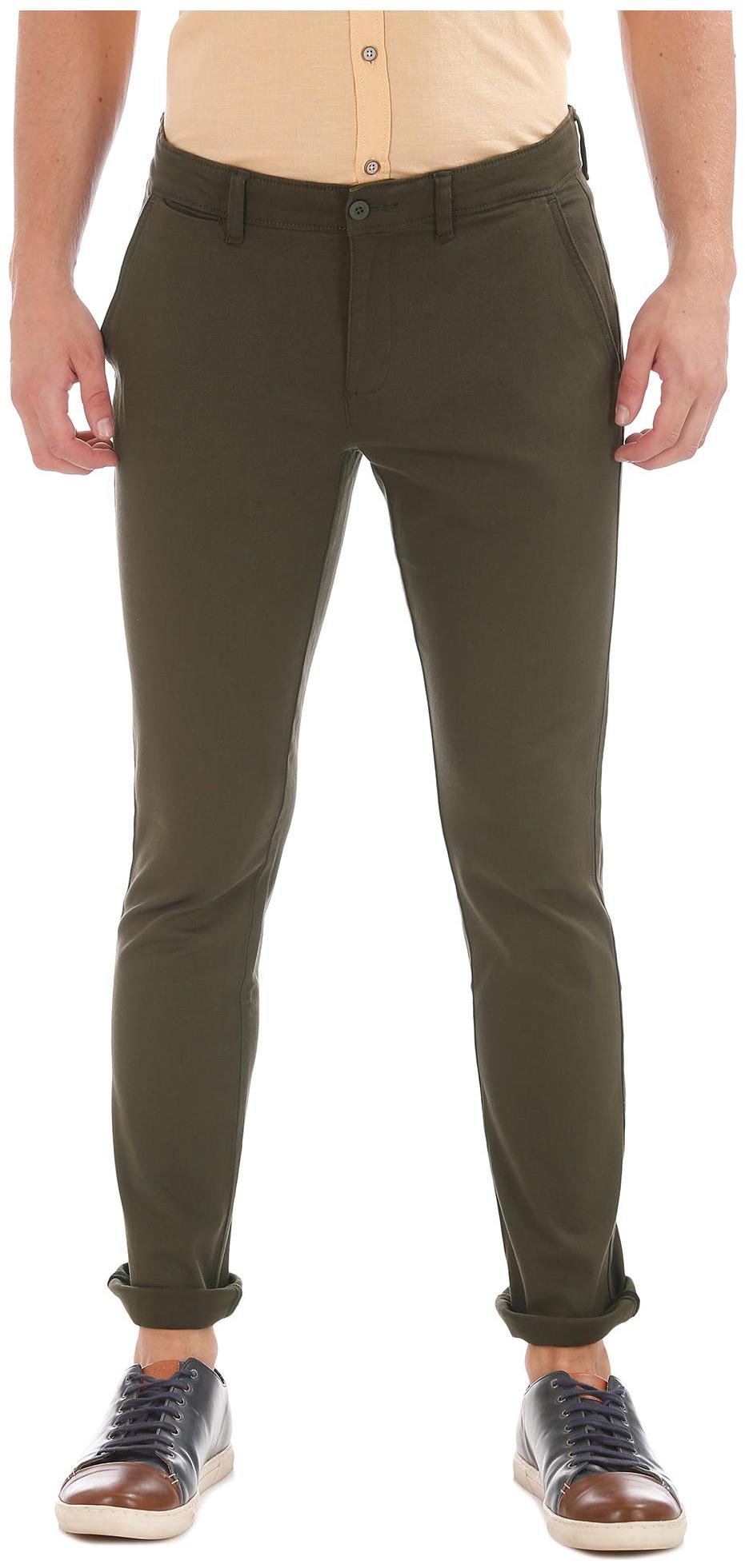 

RUGGERS Men Green Solid Tapered fit Regular trousers