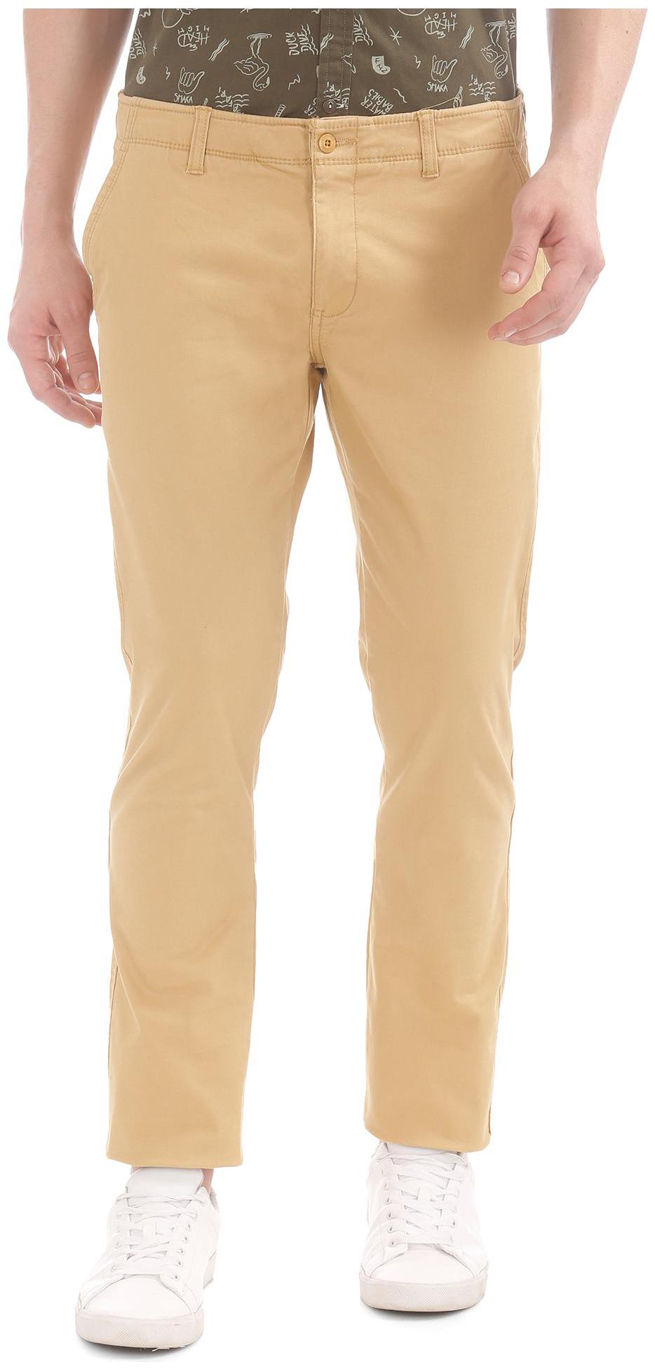 

RUGGERS Men Brown Solid Tapered fit Regular trousers