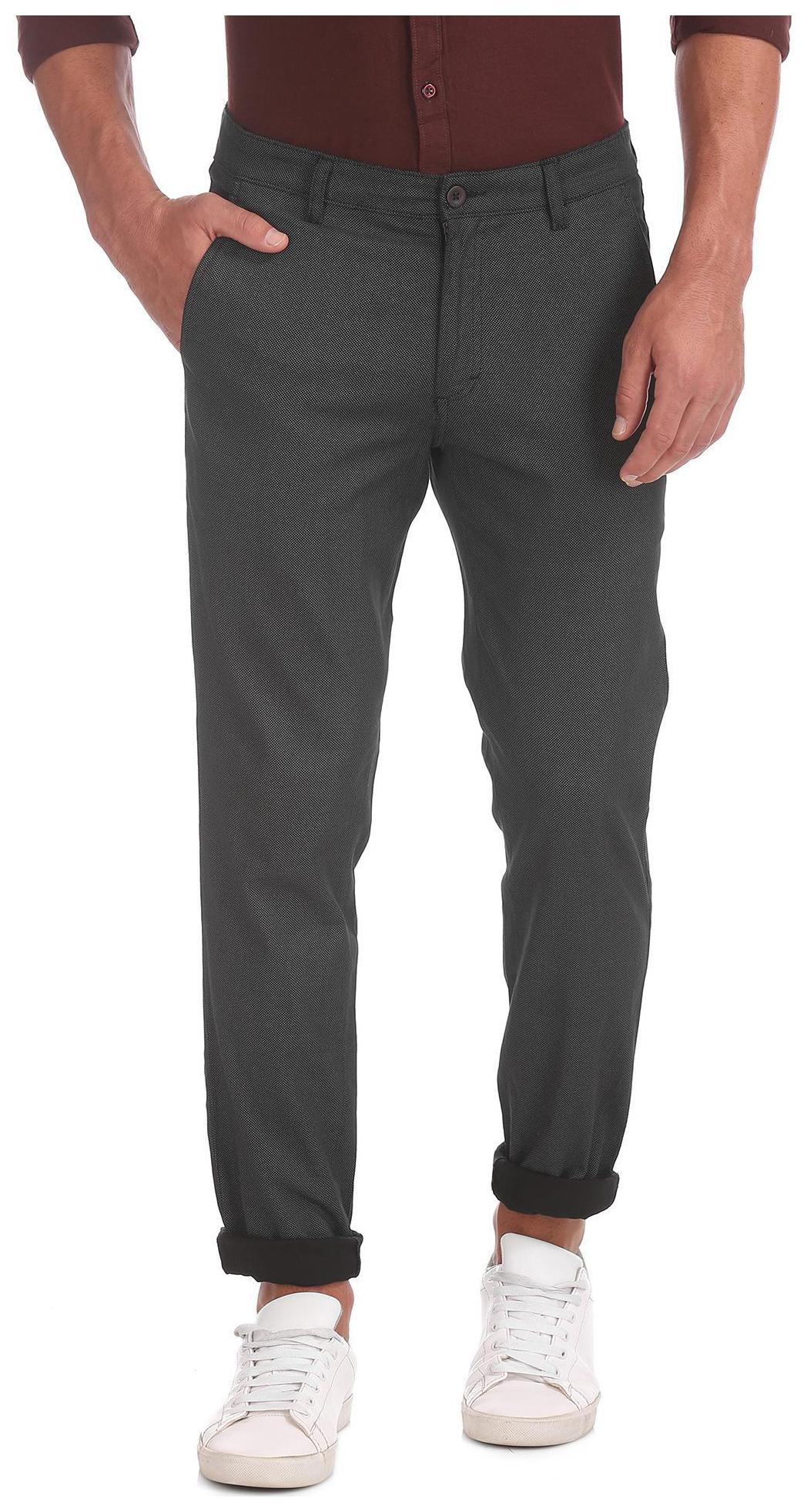 

RUGGERS Men Black Printed Slim fit Chinos