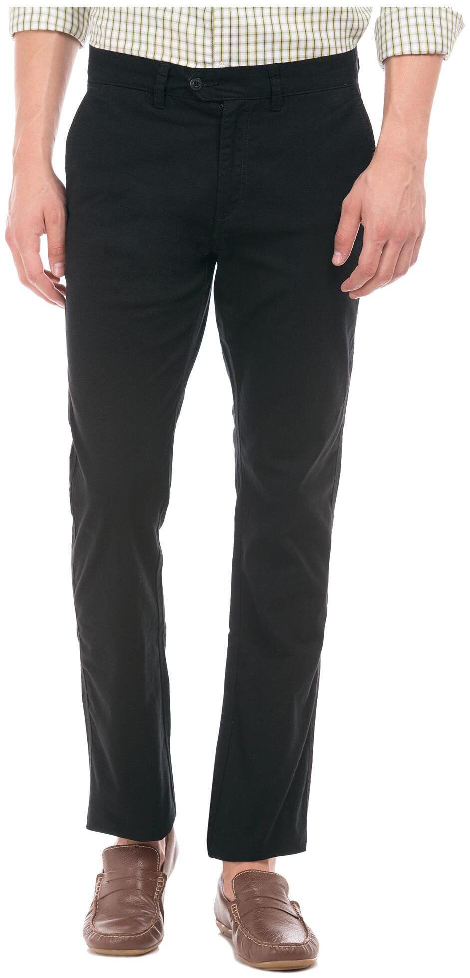 

RUGGERS Men Black Solid Slim fit Regular trousers