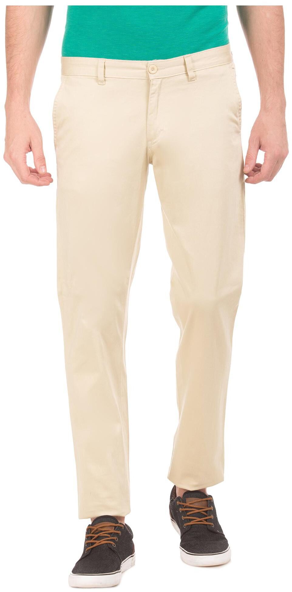 

RUGGERS Men White Solid Slim fit Regular trousers