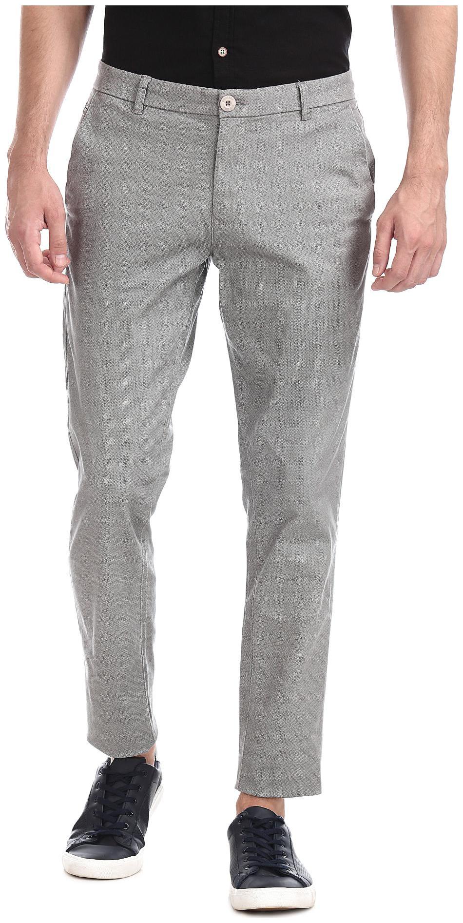 

RUGGERS Men Grey Printed Slim fit Regular trousers