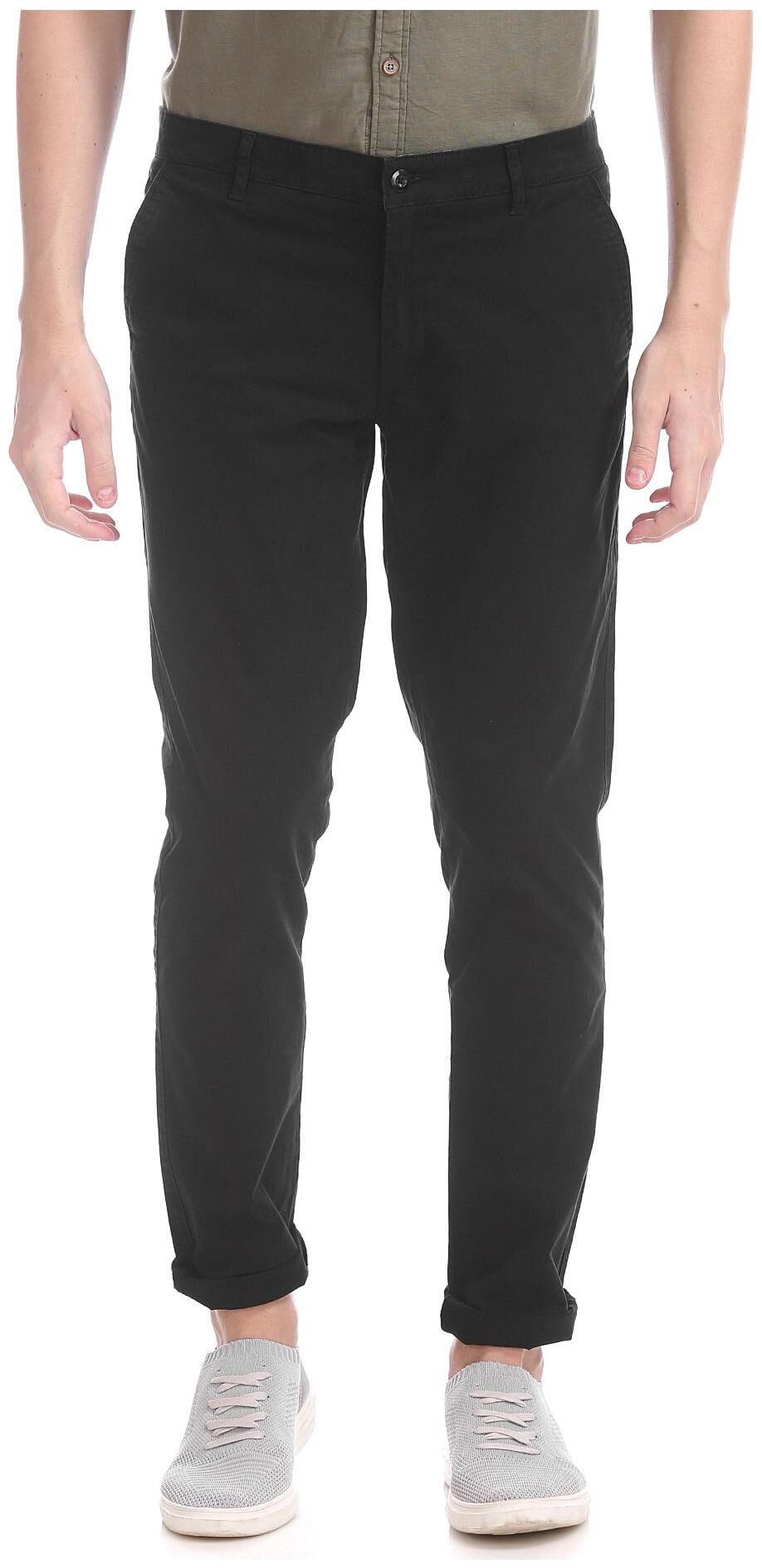 

RUGGERS Men Black Solid Slim fit Regular trousers