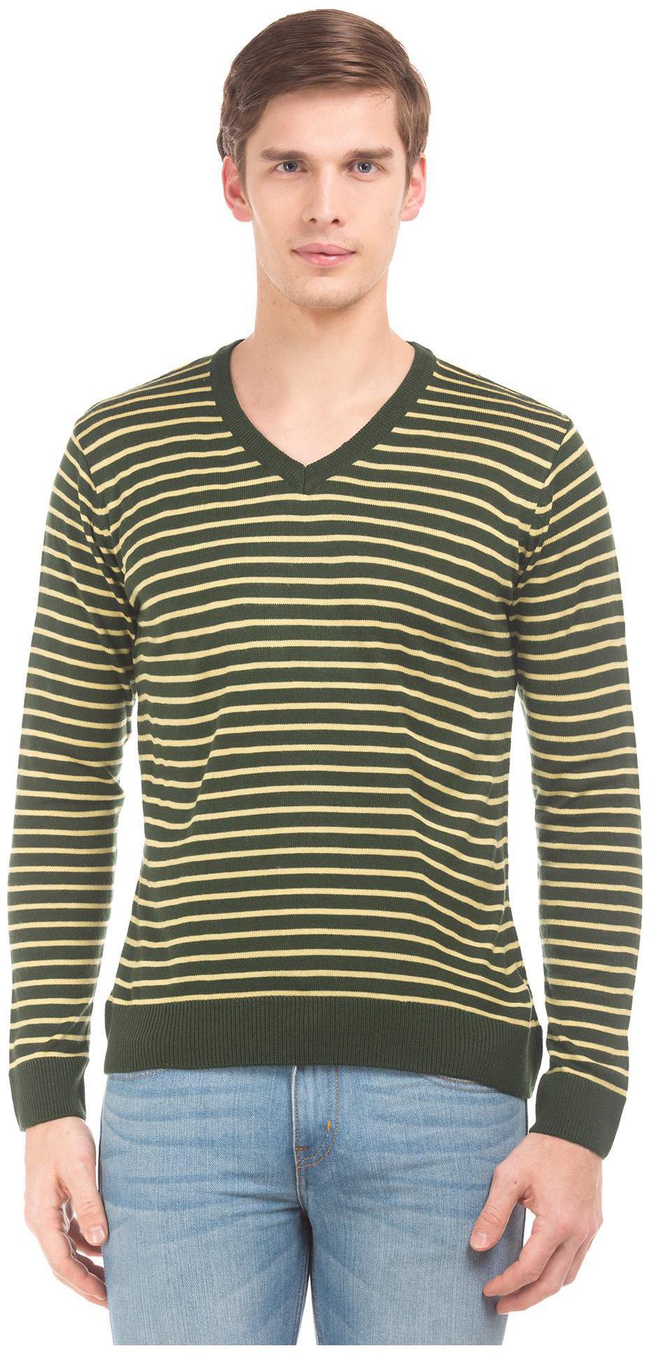 

RUGGERS Men Green V neck Pullover