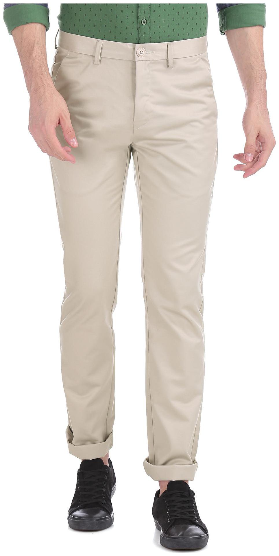 

RUGGERS Men Beige Solid Slim fit Regular trousers