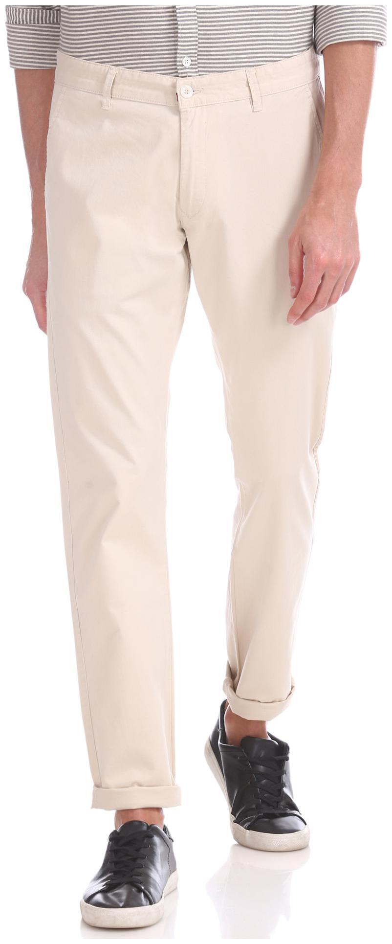 

RUGGERS Men Beige Solid Slim fit Regular trousers