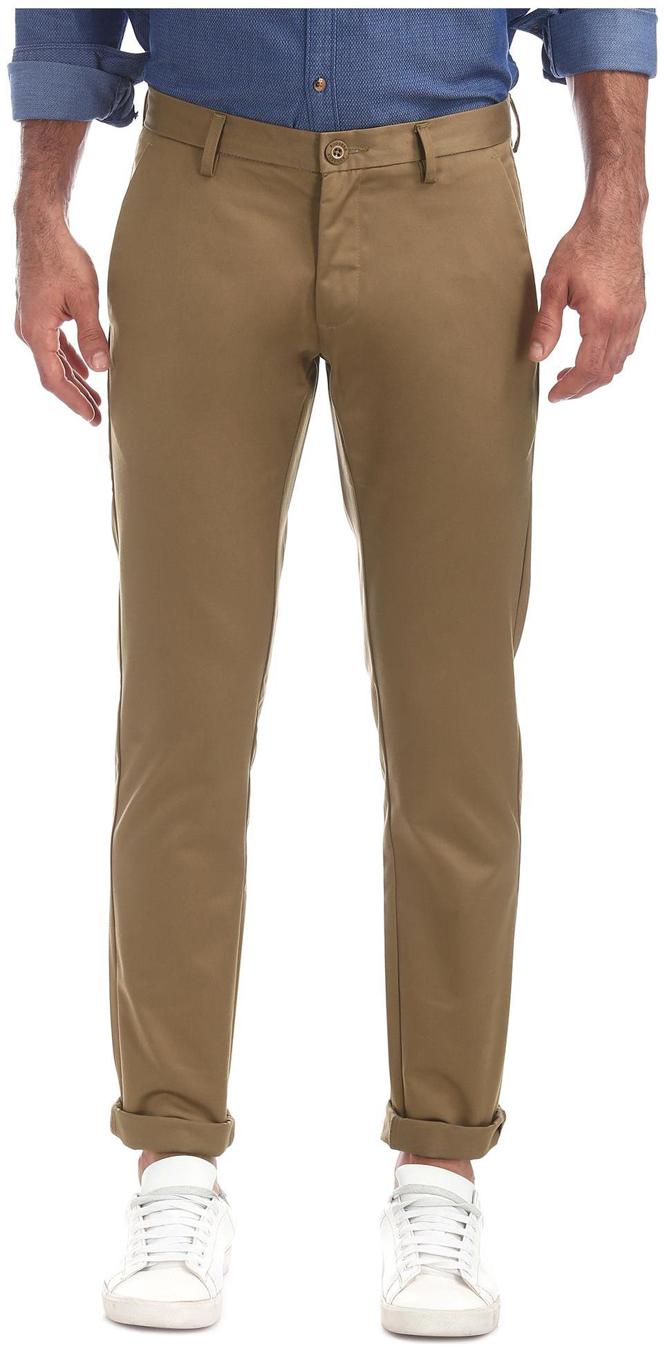 

RUGGERS Men Brown Solid Slim fit Regular trousers