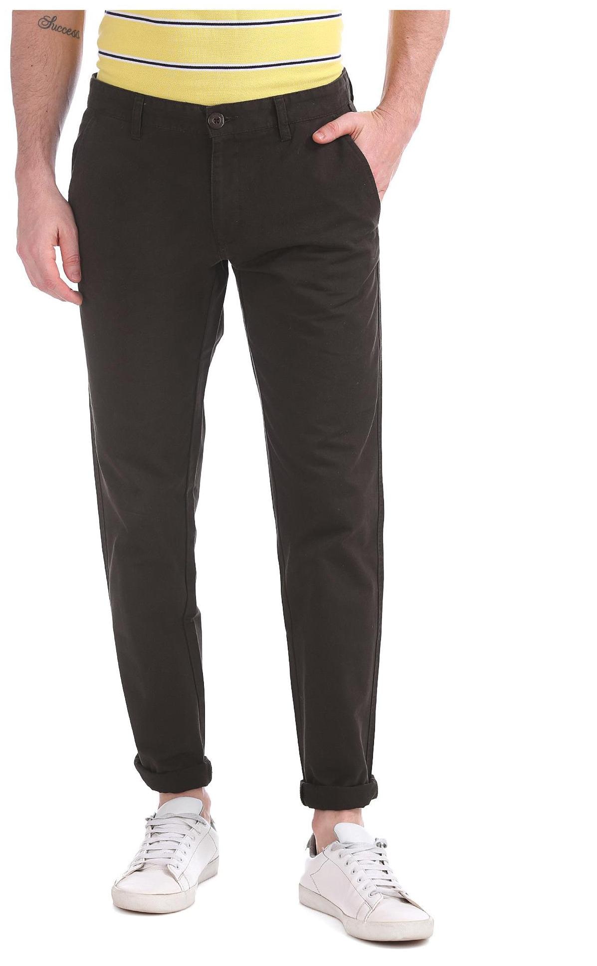 

RUGGERS Men Brown Solid Regular fit Regular trousers