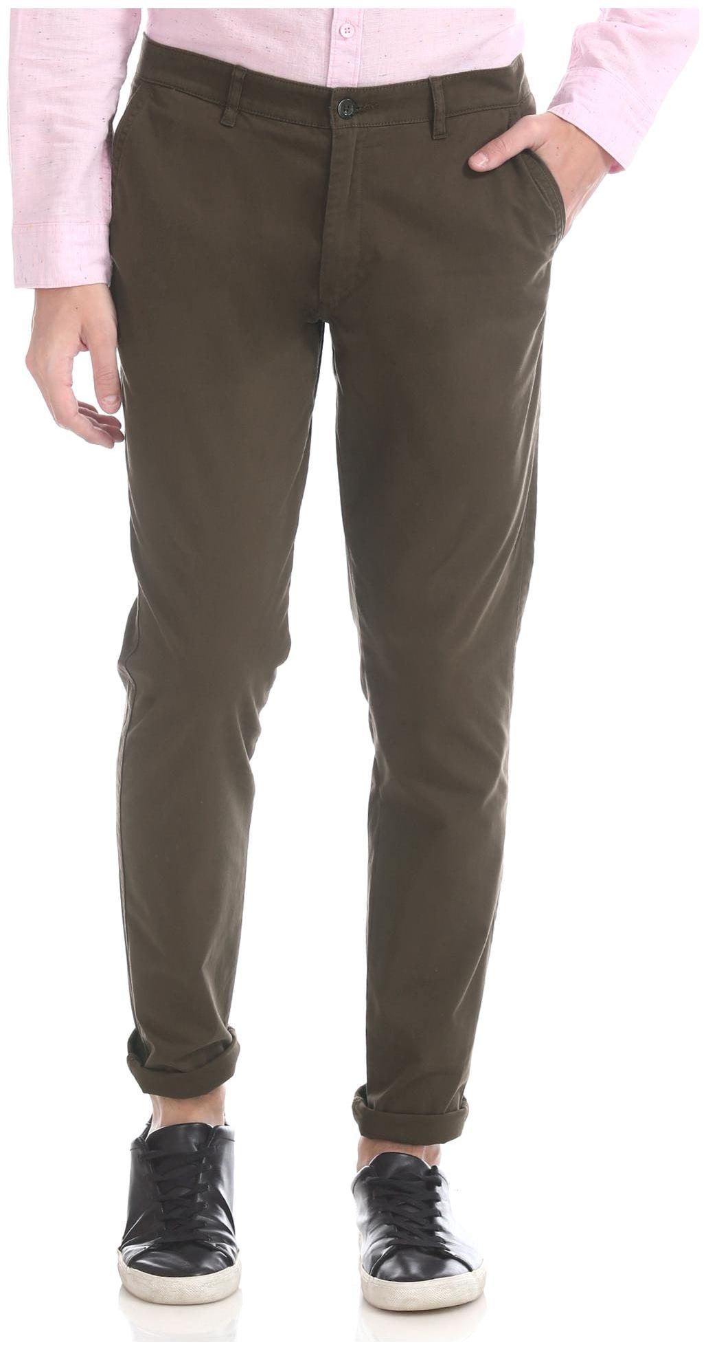

RUGGERS Men Brown Solid Slim fit Chinos