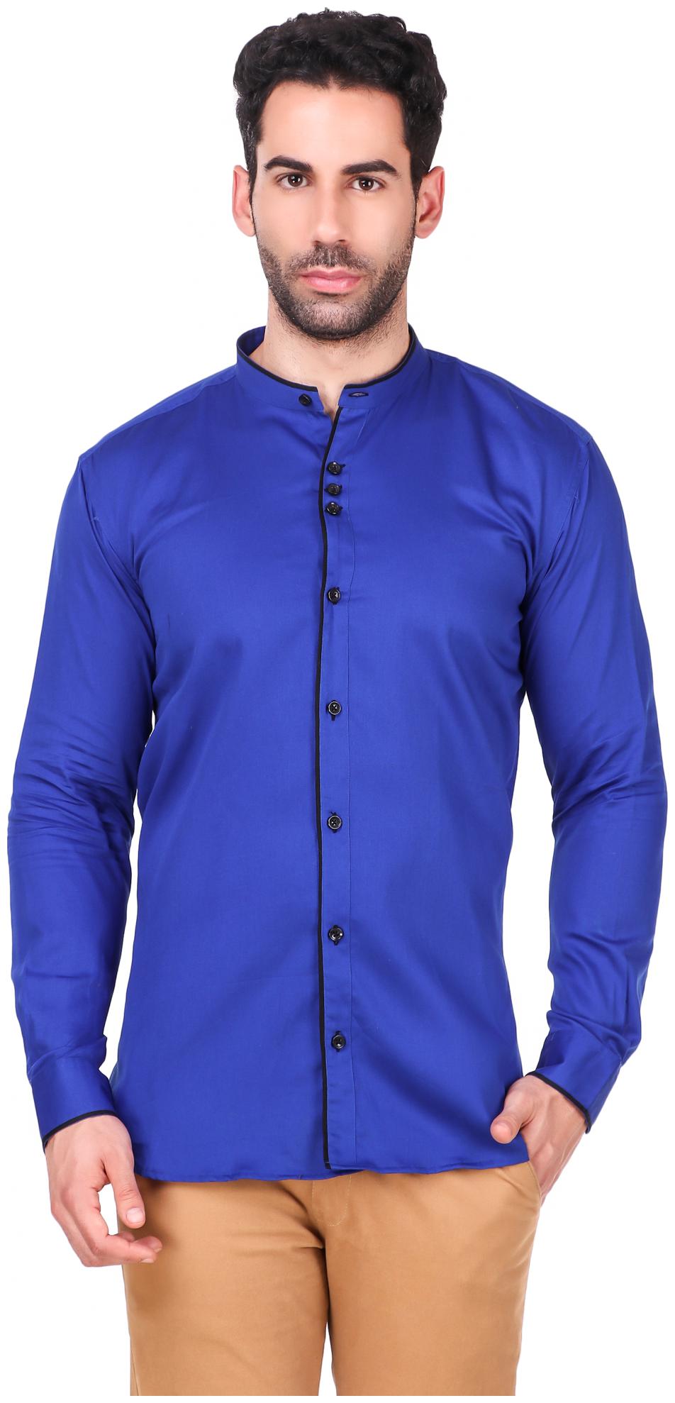 

Ruh Republic Men Blue Solid Slim Fit Casual Shirt