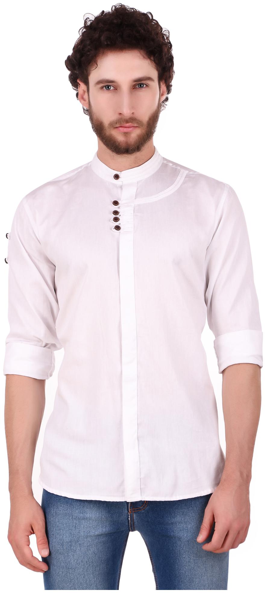 

Ruh Republic Men White Solid Slim Fit Casual Shirt