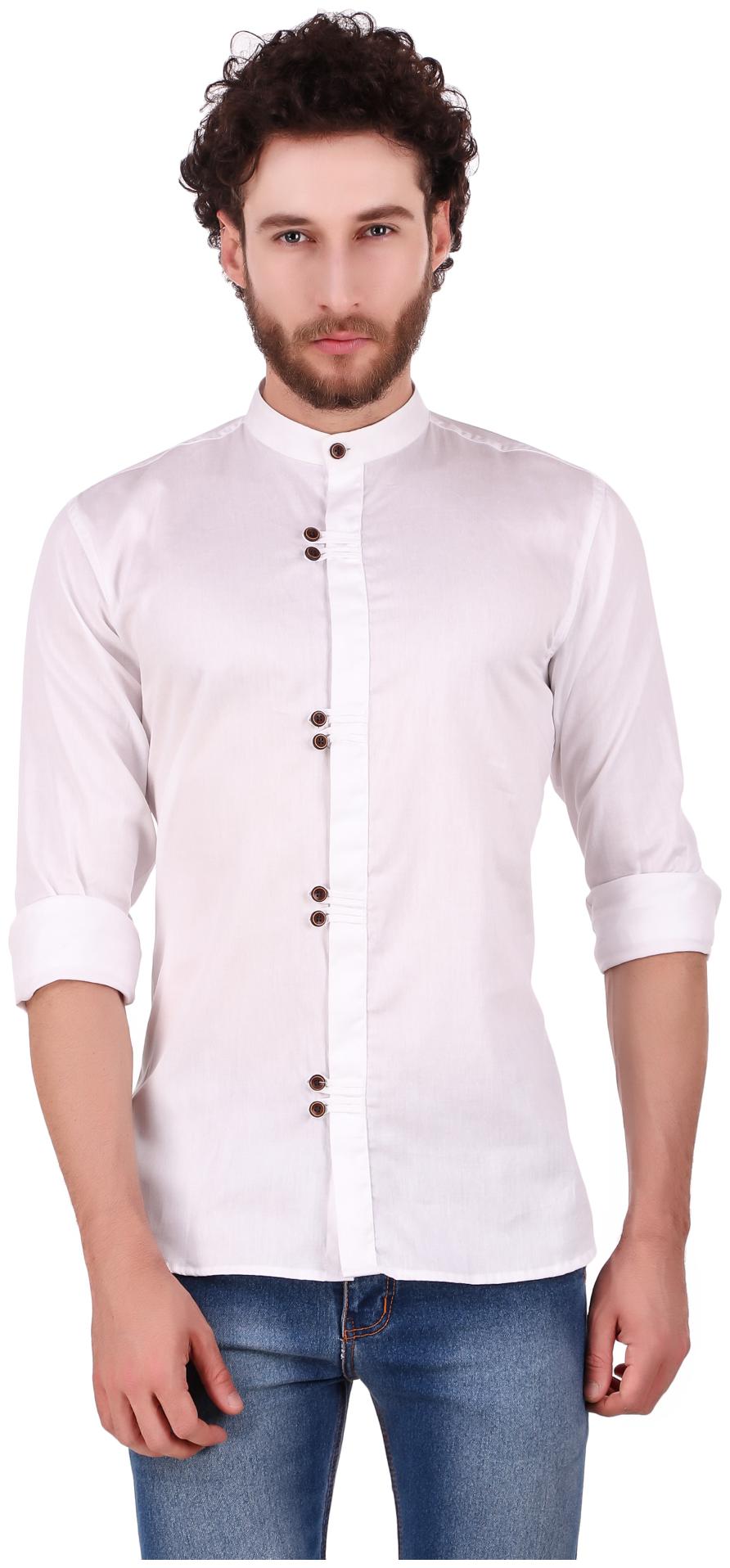 

Ruh Republic Men White Solid Slim Fit Casual Shirt