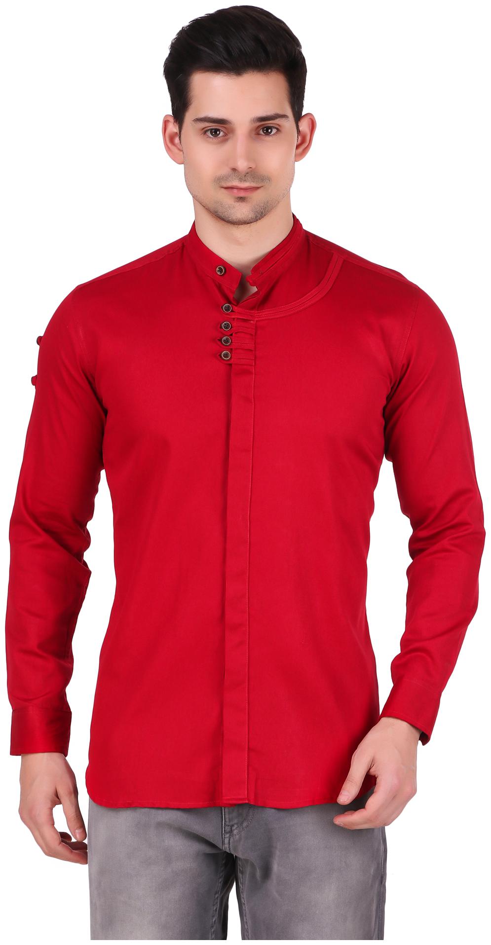 

Ruh Republic Men Red Solid Slim Fit Casual Shirt
