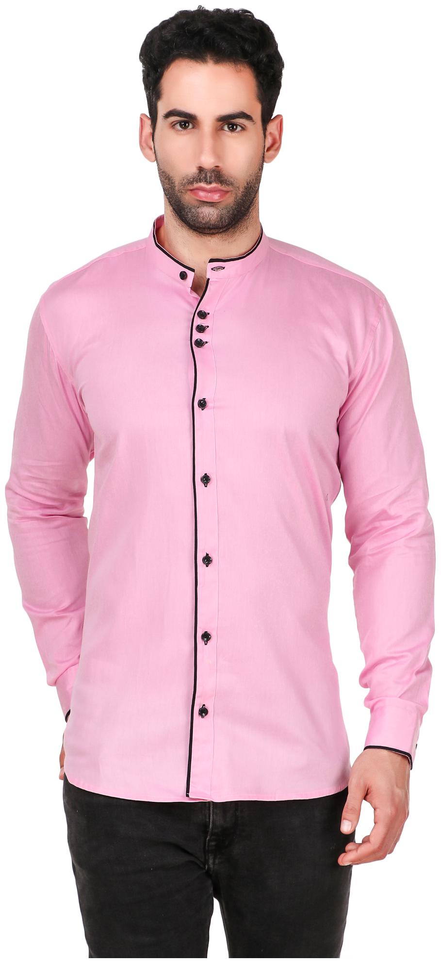 

Ruh Republic Men Pink Solid Slim Fit Casual Shirt