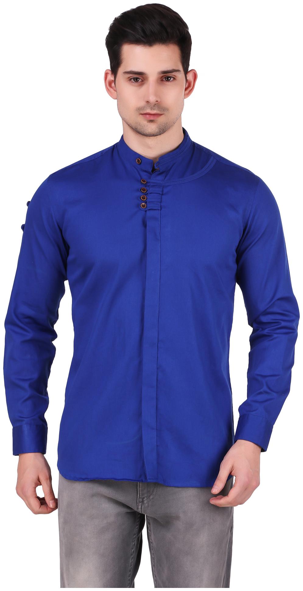

Ruh Republic Men Blue Solid Slim Fit Casual Shirt