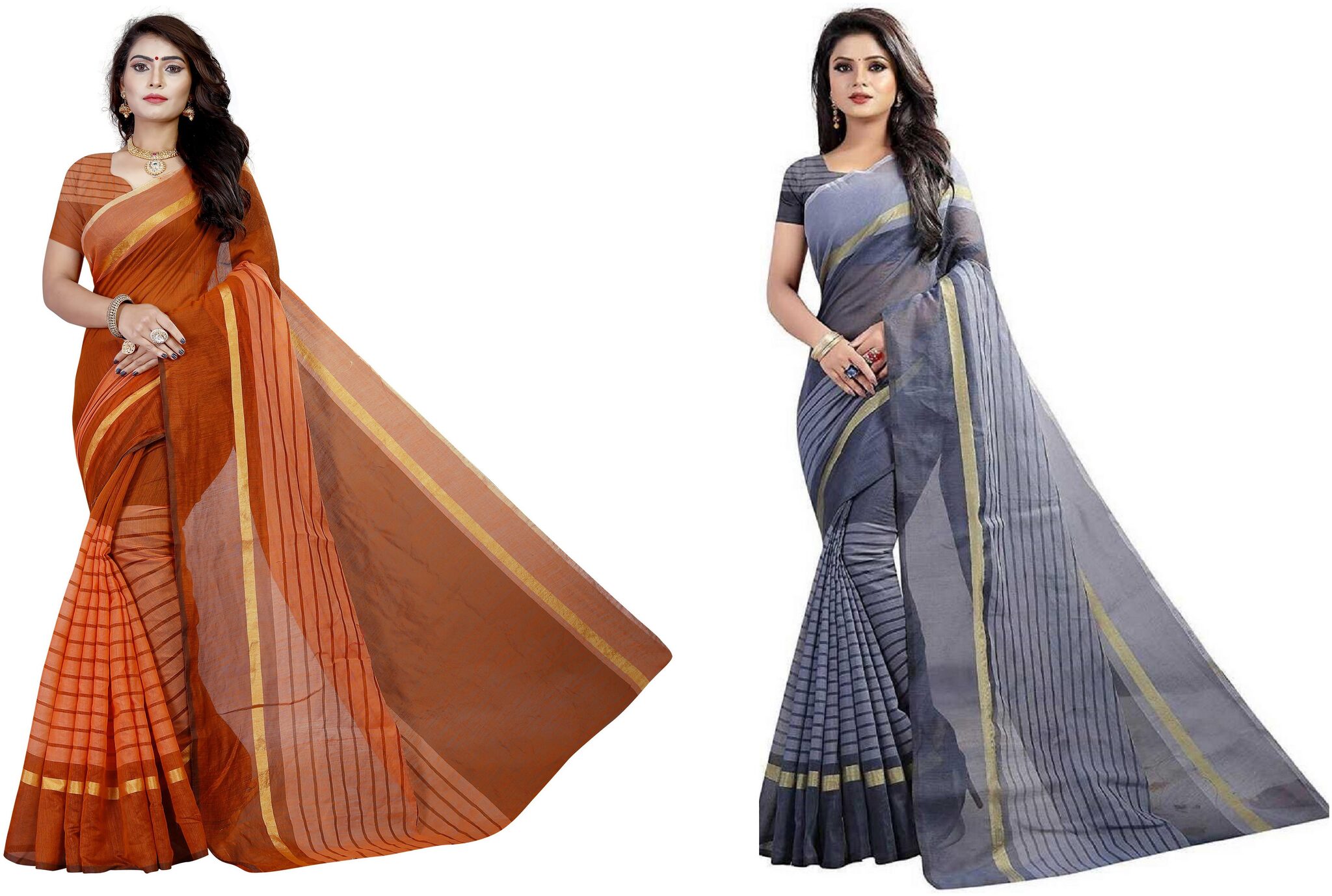 

RUNAYA NX Polycotton Striped Multi Color Free Size Saree