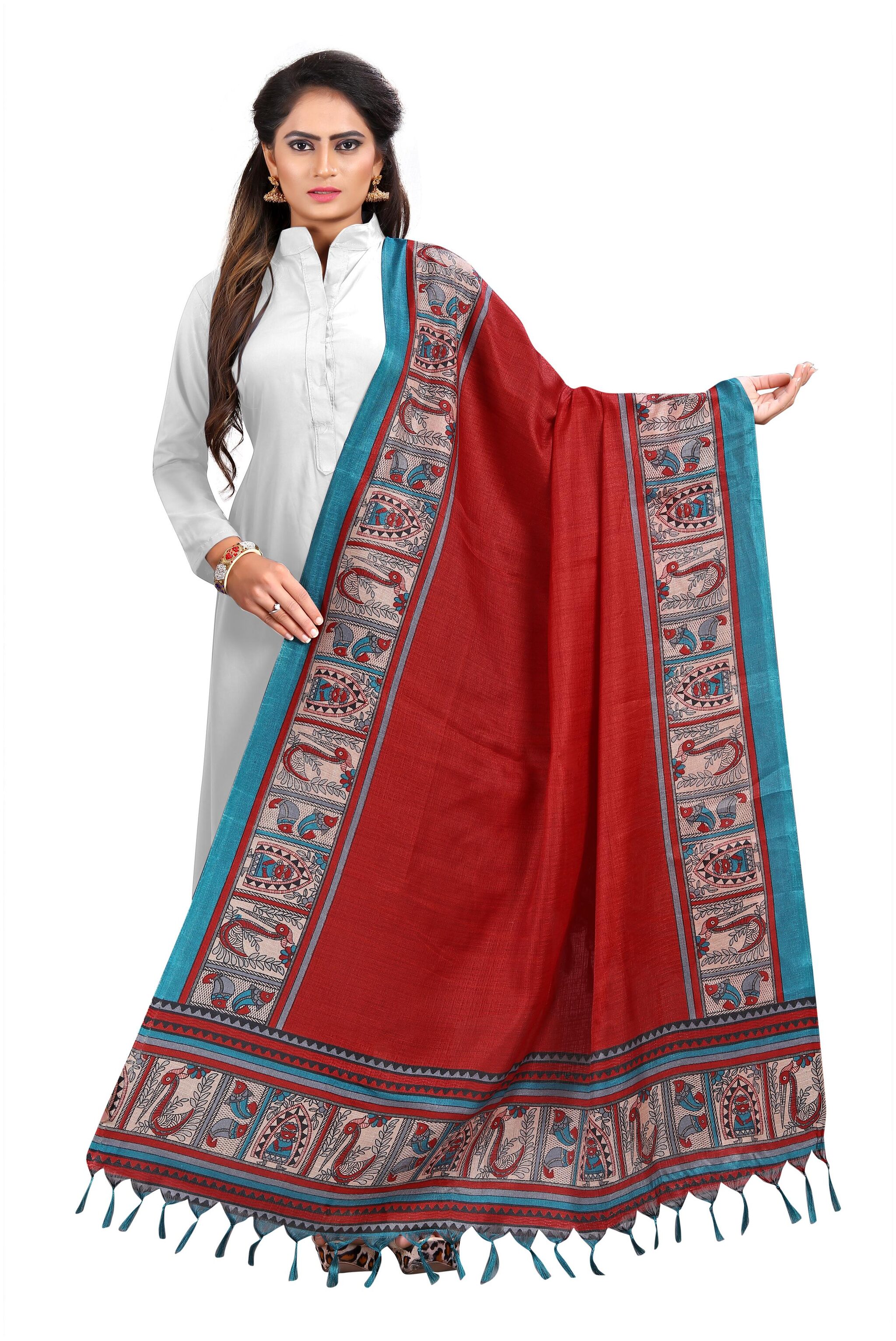 

Runaya Nx Vimalnath Synthetics Khadi Silk Printed Women Dupatta (Red)