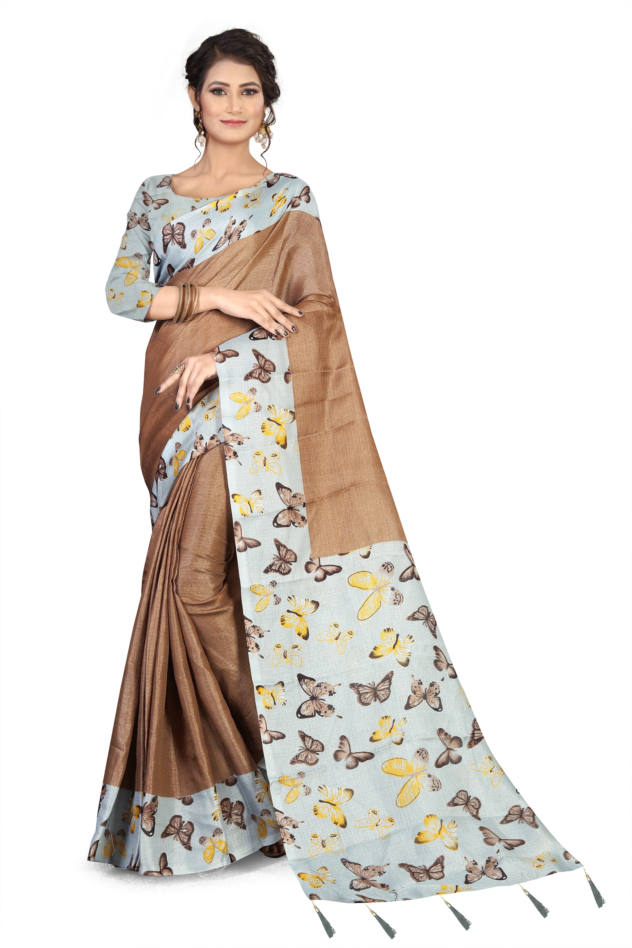 

RUNAYA NX Women Khadi Grey Saree With Blouse
