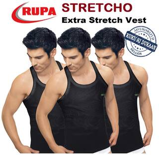 Rupa Black Cotton Vests Pack Of 3