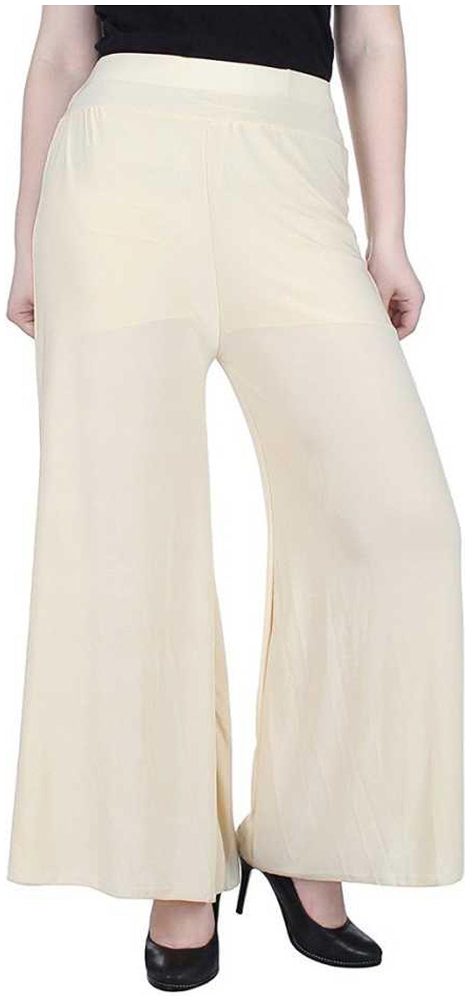 

RZLECORT Cream Solid Straight Palazzo