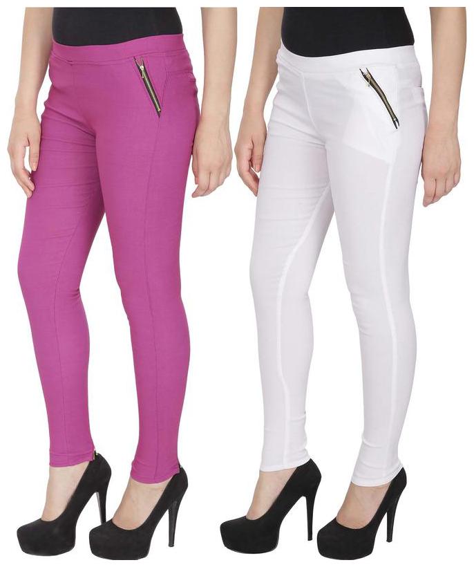 

RZLECORT Women Pink White Straight fit Jegging
