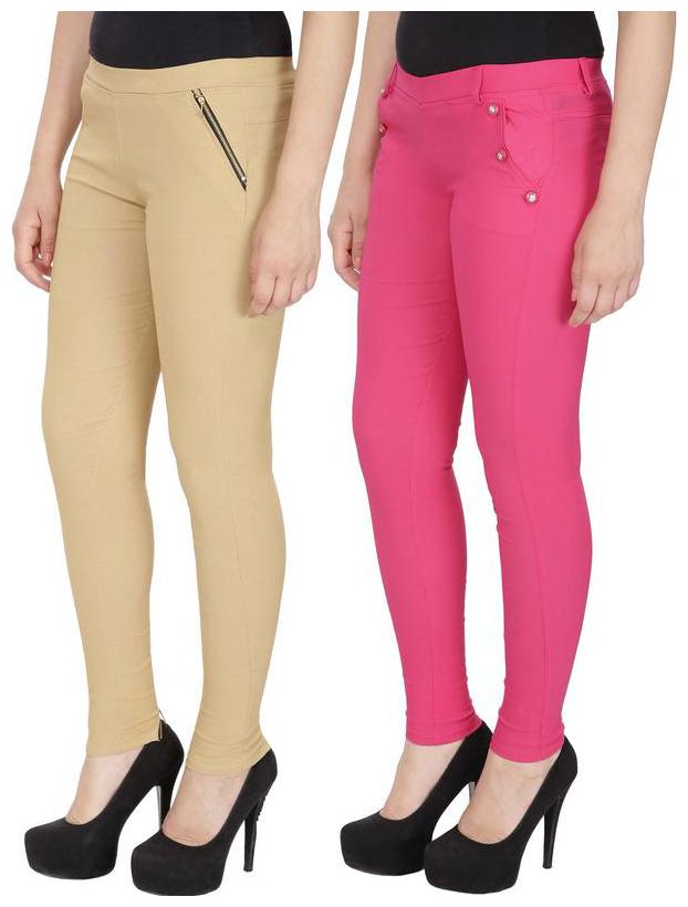

RZLECORT Women Beige Pink Straight fit Jegging