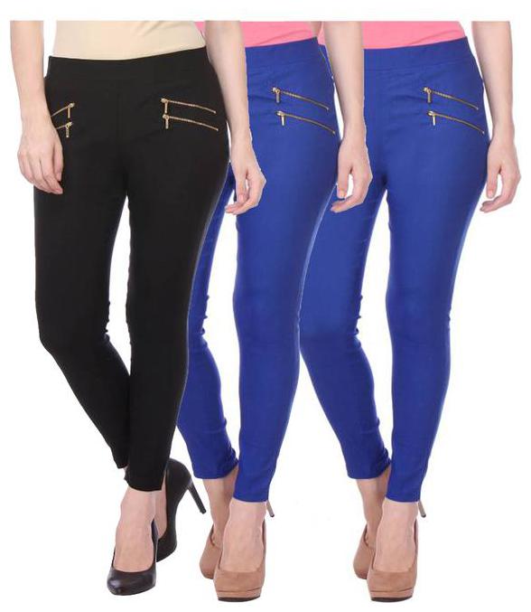 

RZLECORT Women Blue Black Straight fit Jegging