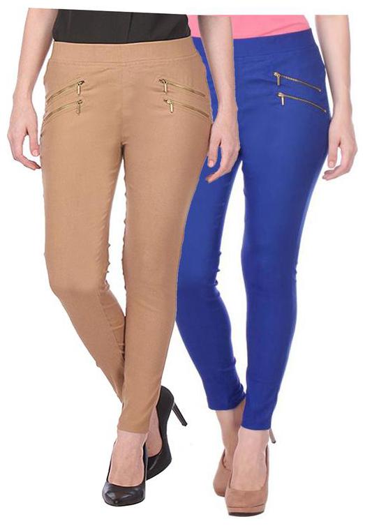 

RZLECORT Women Blue Brown Straight fit Jegging