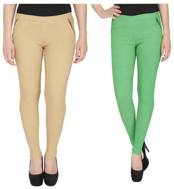 

RZLECORT Women Beige Green Straight fit Jegging