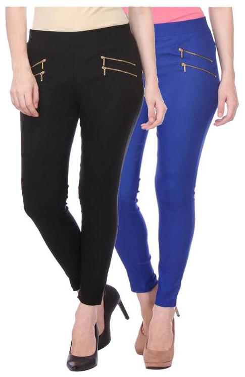 

RZLECORT Women Black Blue Straight fit Jegging