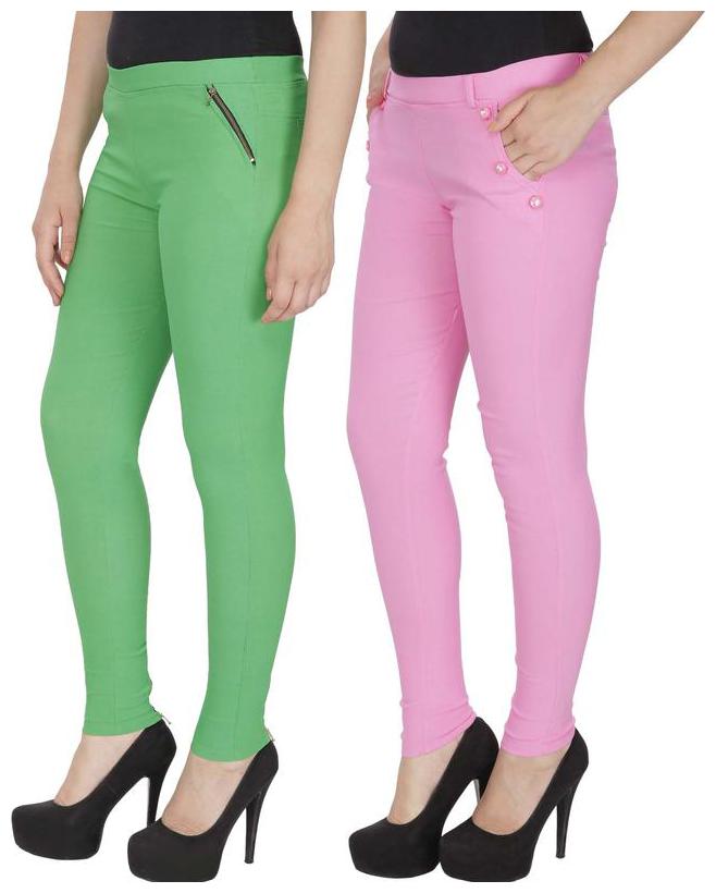 

RZLECORT Women Green Pink Straight fit Jegging