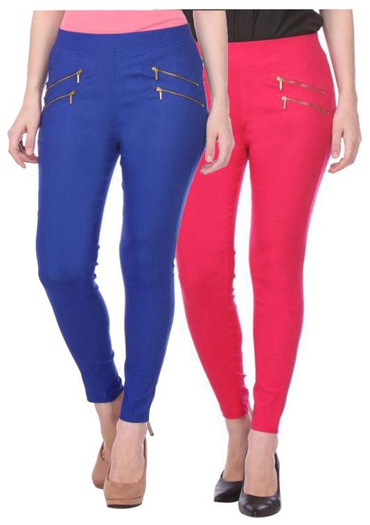 

RZLECORT Women Pink Blue Straight fit Jegging