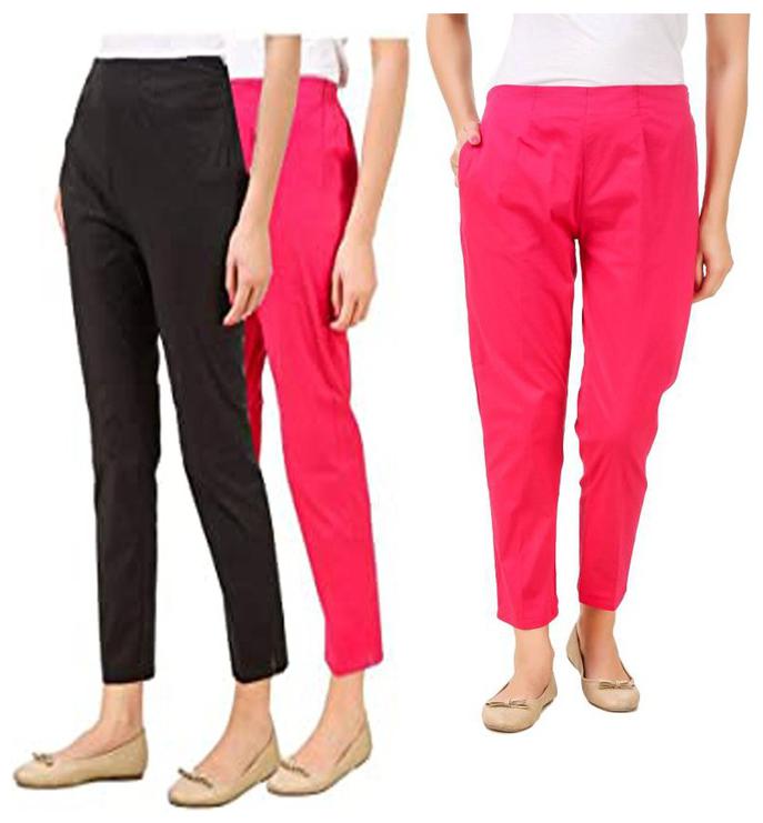 

RZLECORT Women Pink Black Regular fit Regular pants