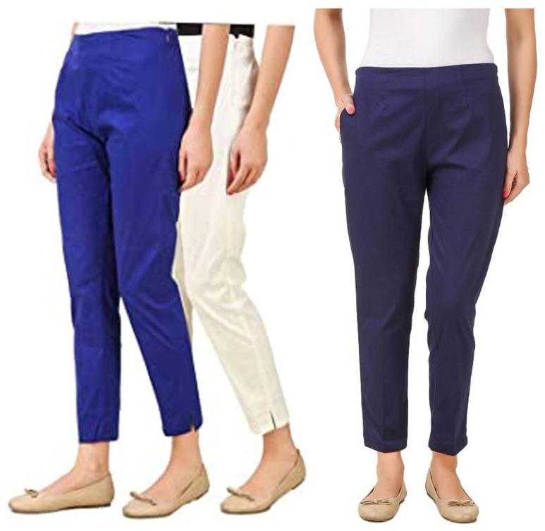 

RZLECORT Women Blue White Regular fit Regular pants