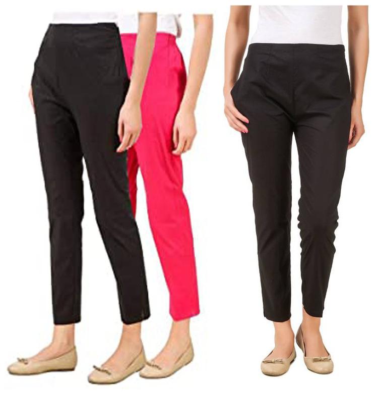 

RZLECORT Women Black Pink Regular fit Regular pants