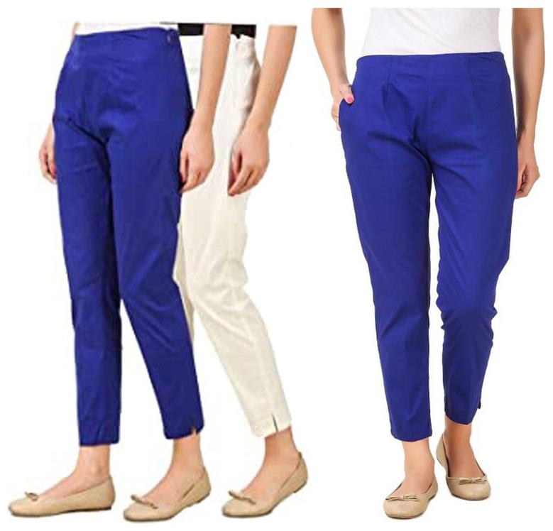 

RZLECORT Women Blue White Regular fit Regular pants