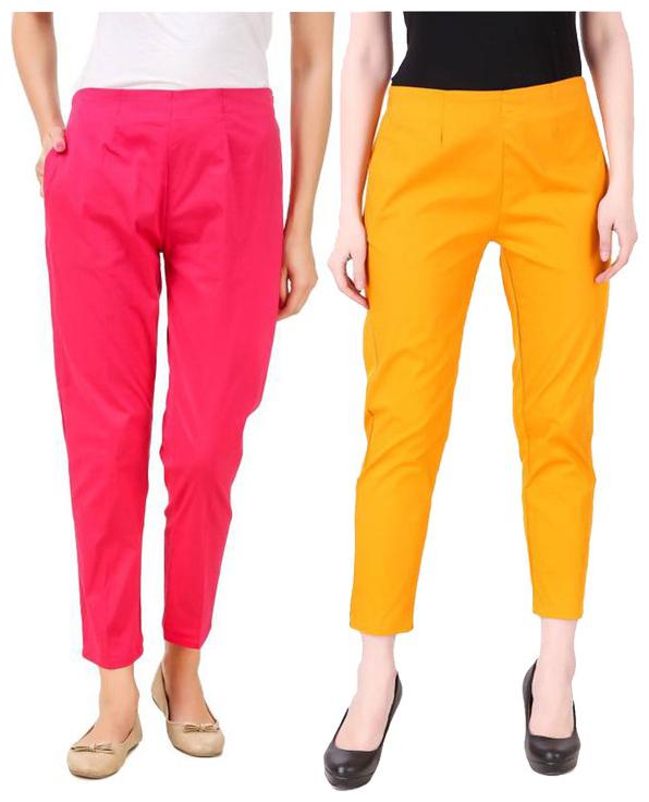 

RZLECORT Women Pink Yellow Regular fit Regular pants