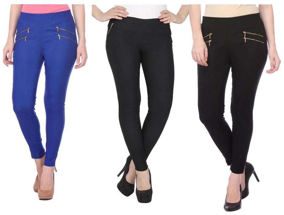 

RZLECORT Women Black Blue Straight fit Jegging