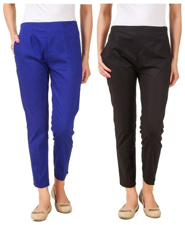 

RZLECORT Women Blue Black Regular fit Regular pants