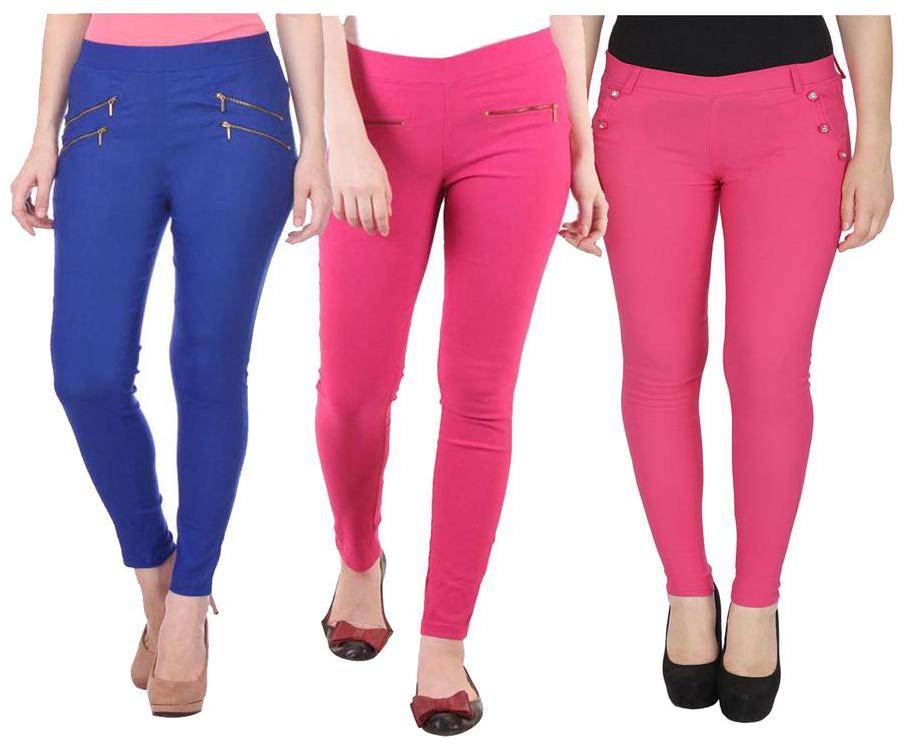 

RZLECORT Women Pink Blue Straight fit Jegging