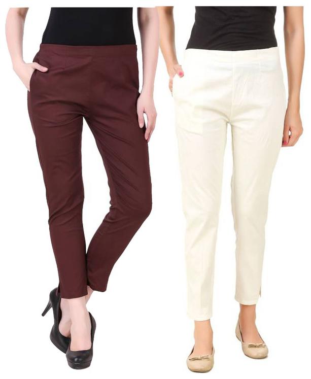 

RZLECORT Women Maroon White Regular fit Regular pants