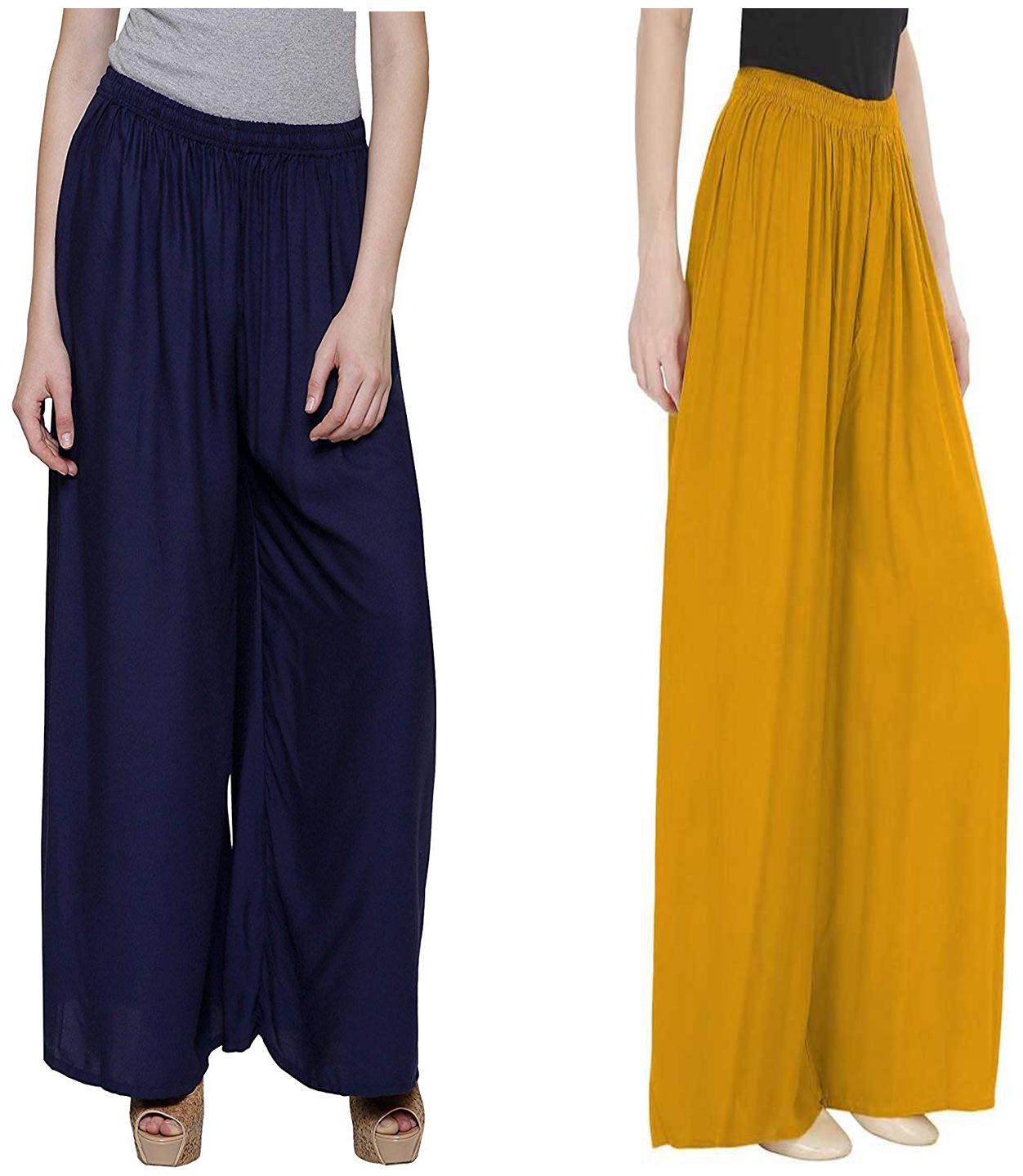 

RZLECORT Yellow Solid Straight Palazzo
