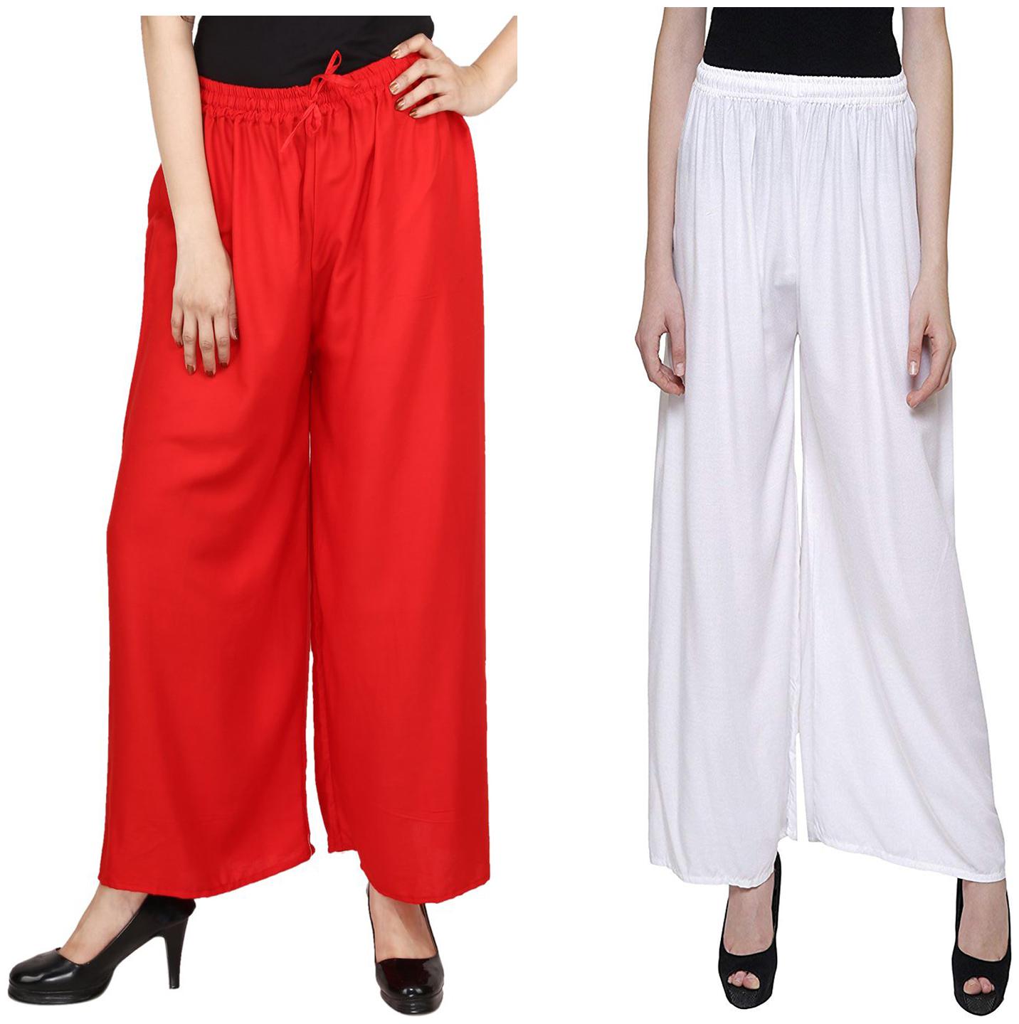 

RZLECORT Red White Solid Straight Palazzo